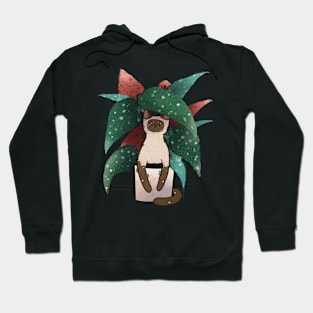 Cat and Plants - Thai Cat and Begonia Maculata Hoodie